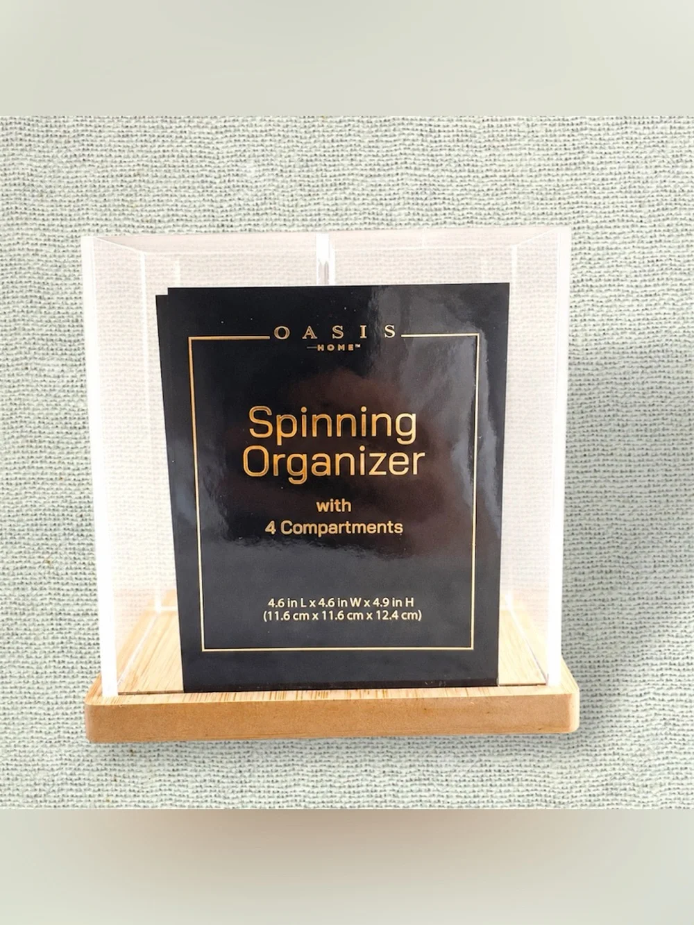 NEW Acrylic 360° Spinning Organizer Bamboo Base